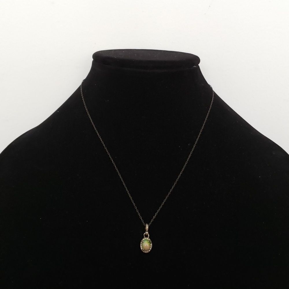 Adornia Sterling Silver Opal 1CTW & Diamond 0.30CTW Pendant Necklace - Picture 3 of 4